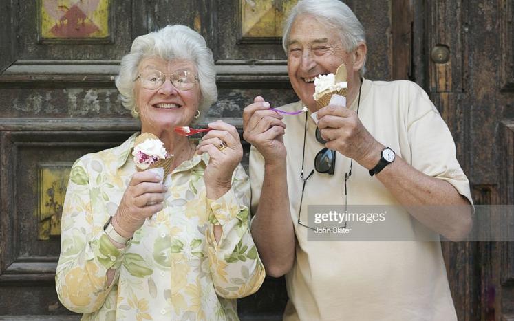ice cream eating seniors